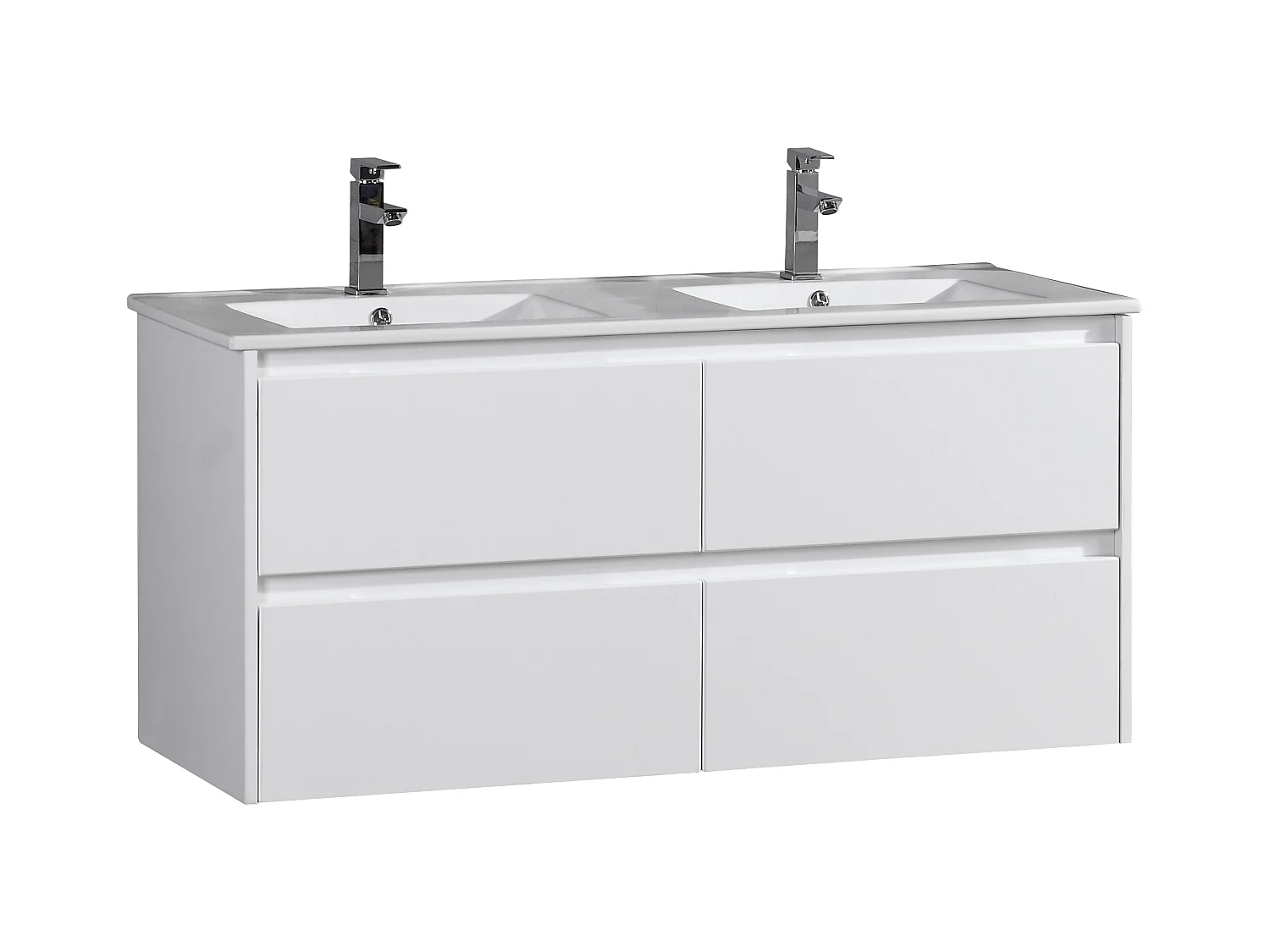 Meuble double vasque 120 cm blanc laqué Aquadoli