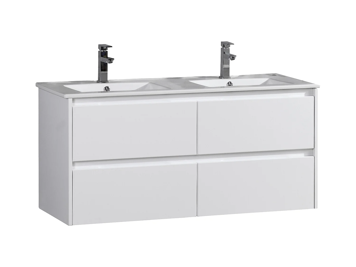 Meuble double vasque 120 cm blanc laqué Aquadoli