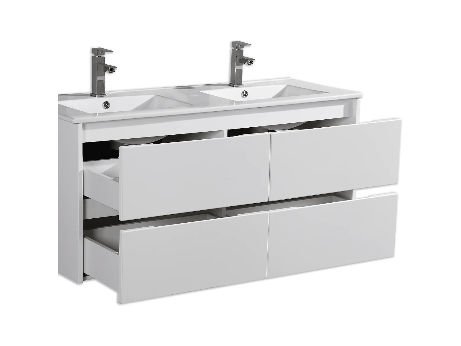 Meuble double vasque 120 cm blanc laqué Aquadoli