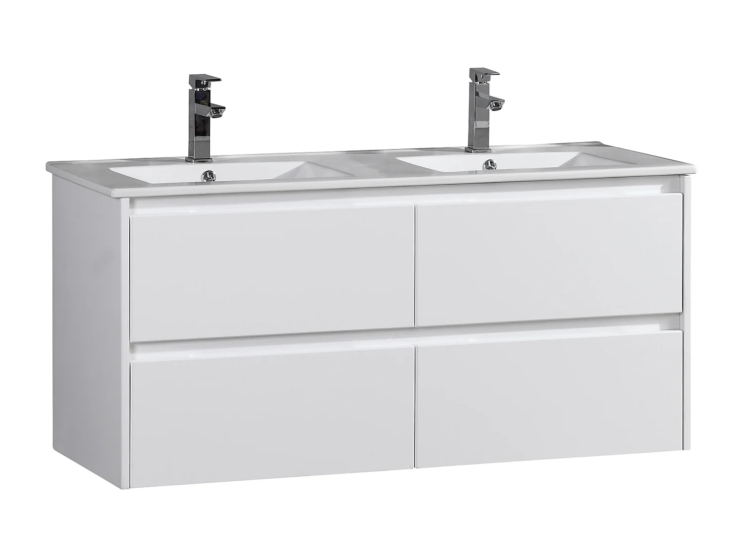 Meuble double vasque 120 cm blanc laqué Aquadoli
