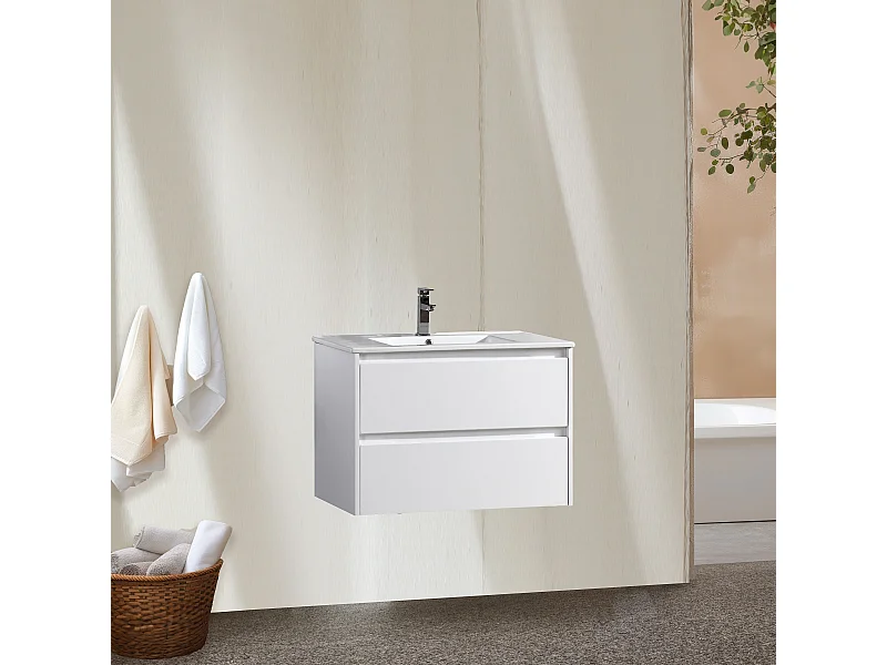 Meuble avec vasque 100 cm blanc laqué Aquadoli