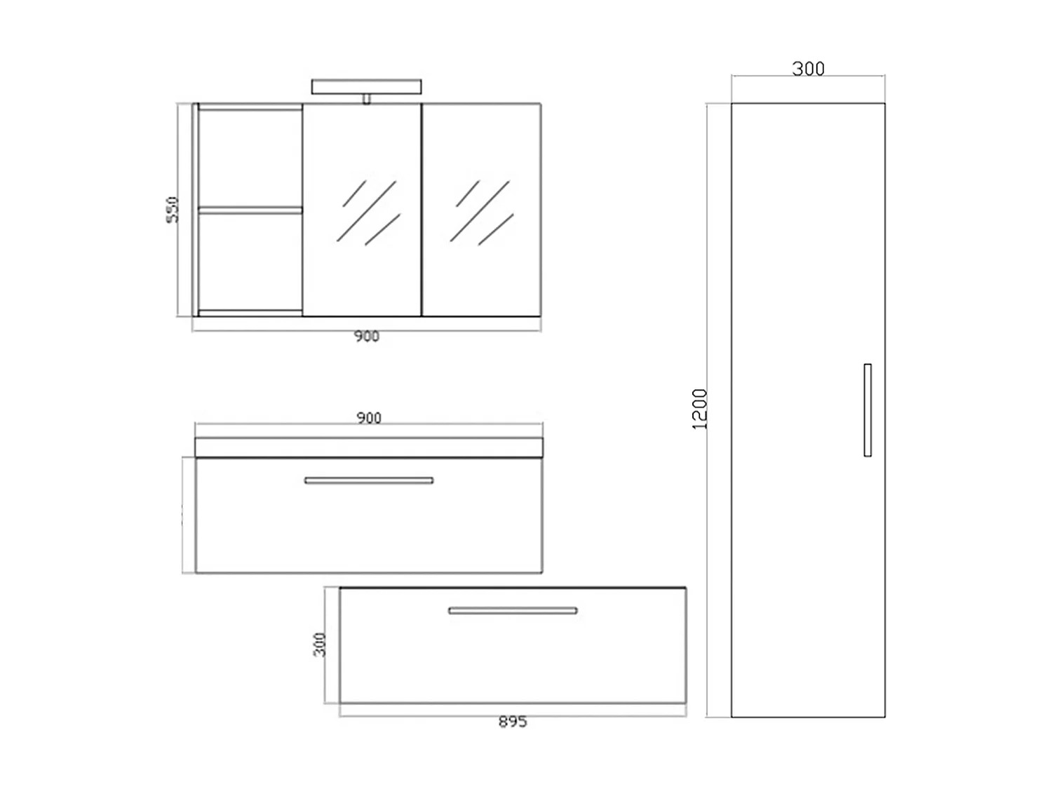 Meuble avec vasque 90 cm chêne californien gris Aquasun