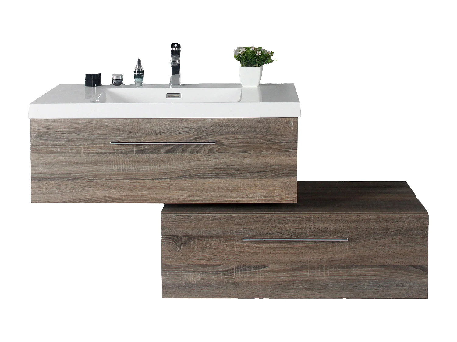 Meuble avec vasque 90 cm chêne californien gris Aquasun