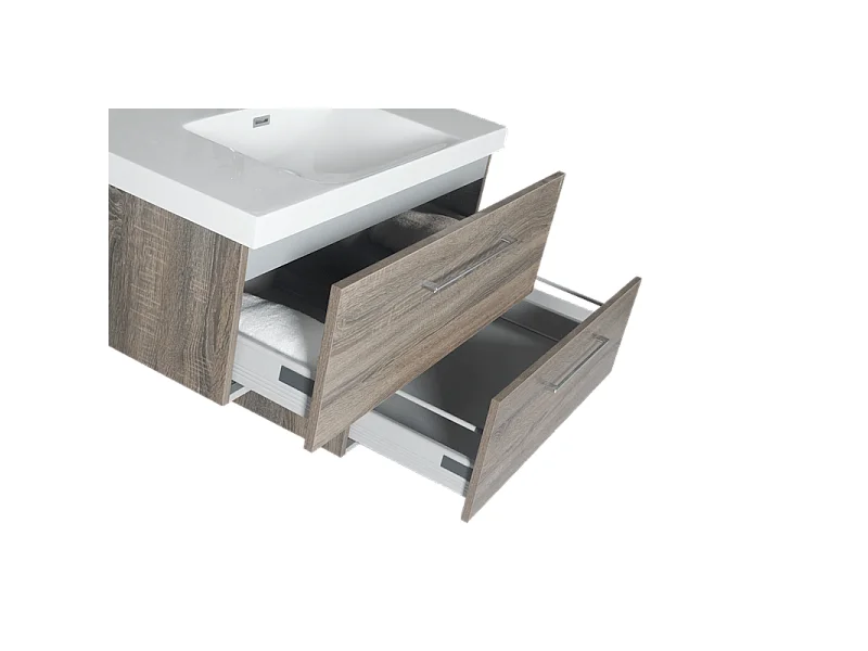 Meuble avec vasque 90 cm chêne californien gris Aquasun