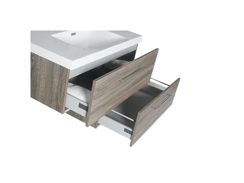 Meuble avec vasque 90 cm chêne californien gris Aquasun