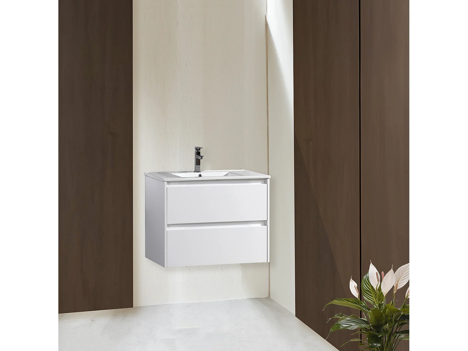 Meuble avec vasque 60 cm blanc laqué Aquadoli