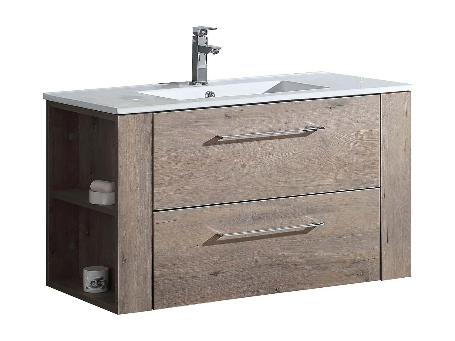 Meuble avec vasque 100 cm chêne brun Aquanoma