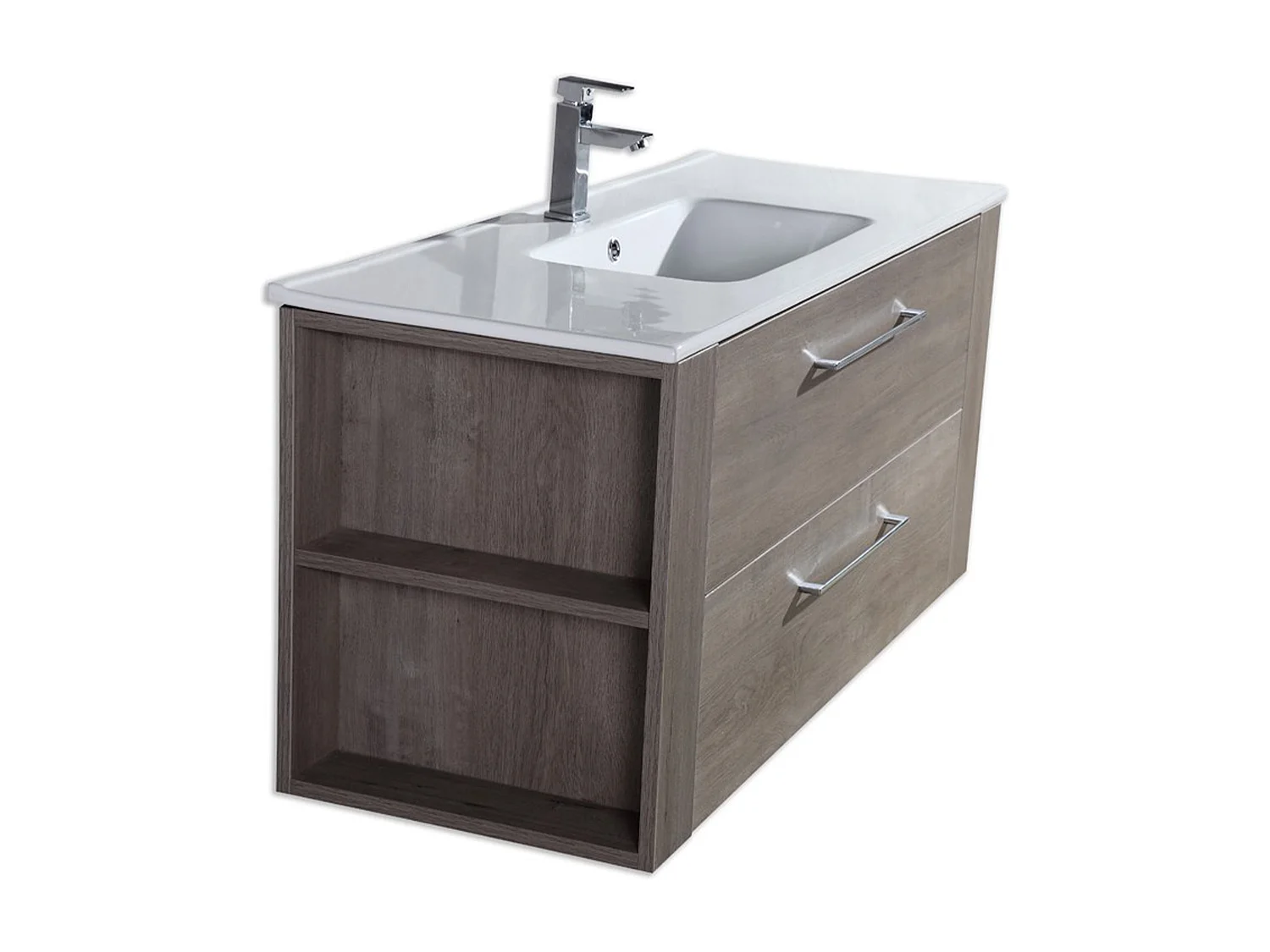 Meuble avec vasque 100 cm chêne brun Aquanoma