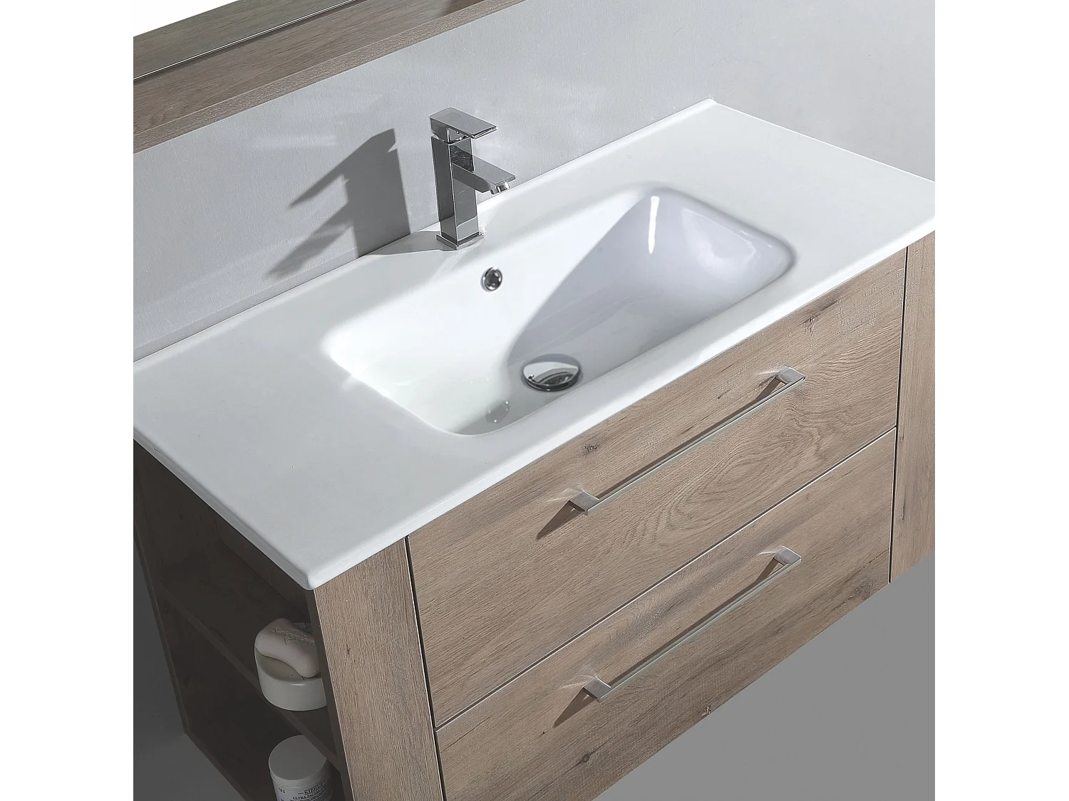 Meuble avec vasque 100 cm chêne brun Aquanoma