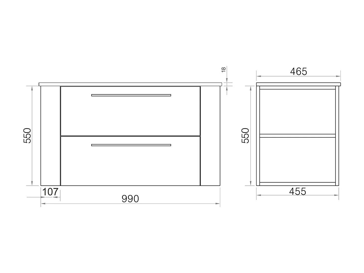 Meuble avec vasque 100 cm chêne brun Aquanoma
