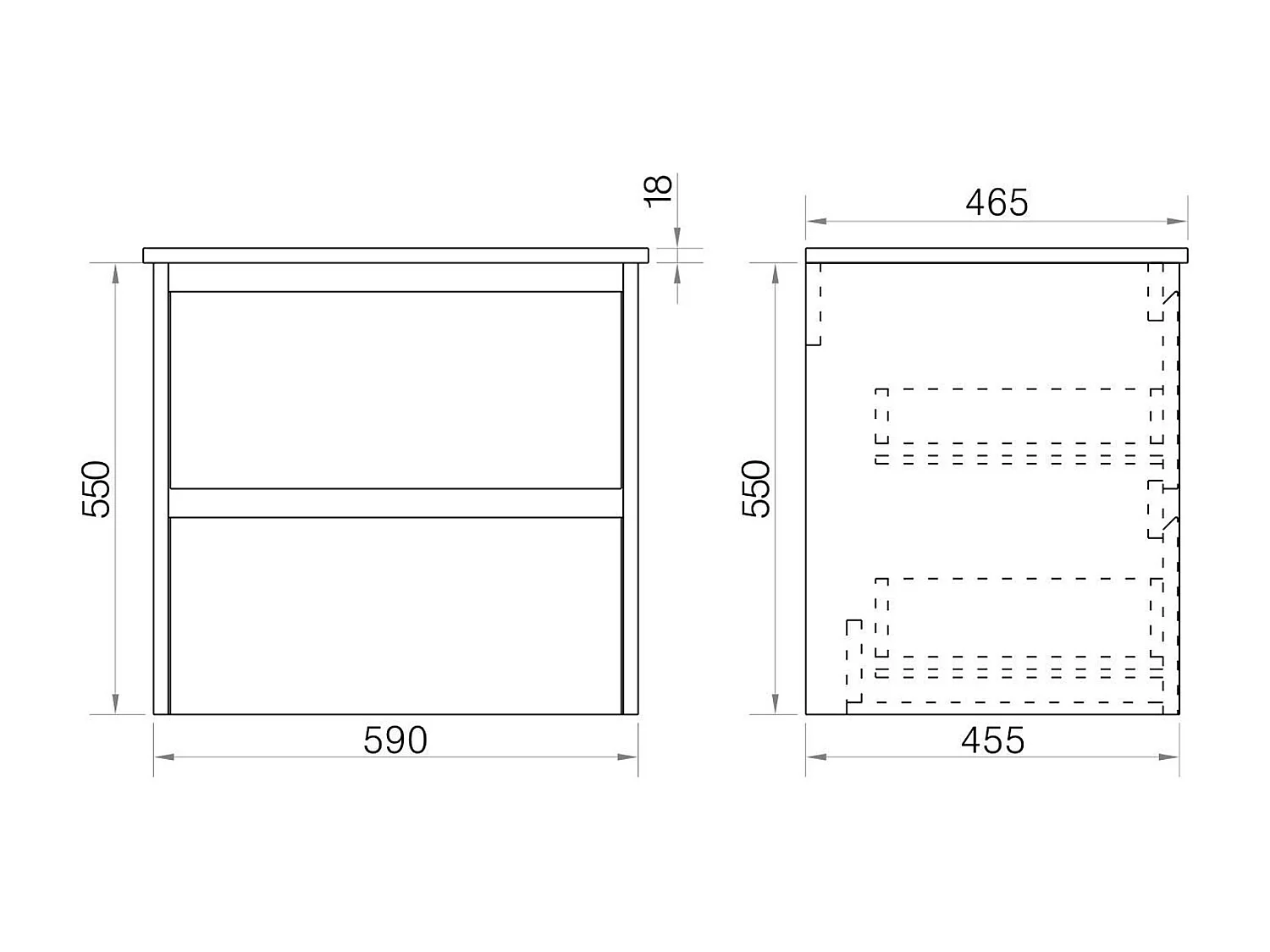 Meuble avec vasque 60 cm chêne californien brun Aquadoli