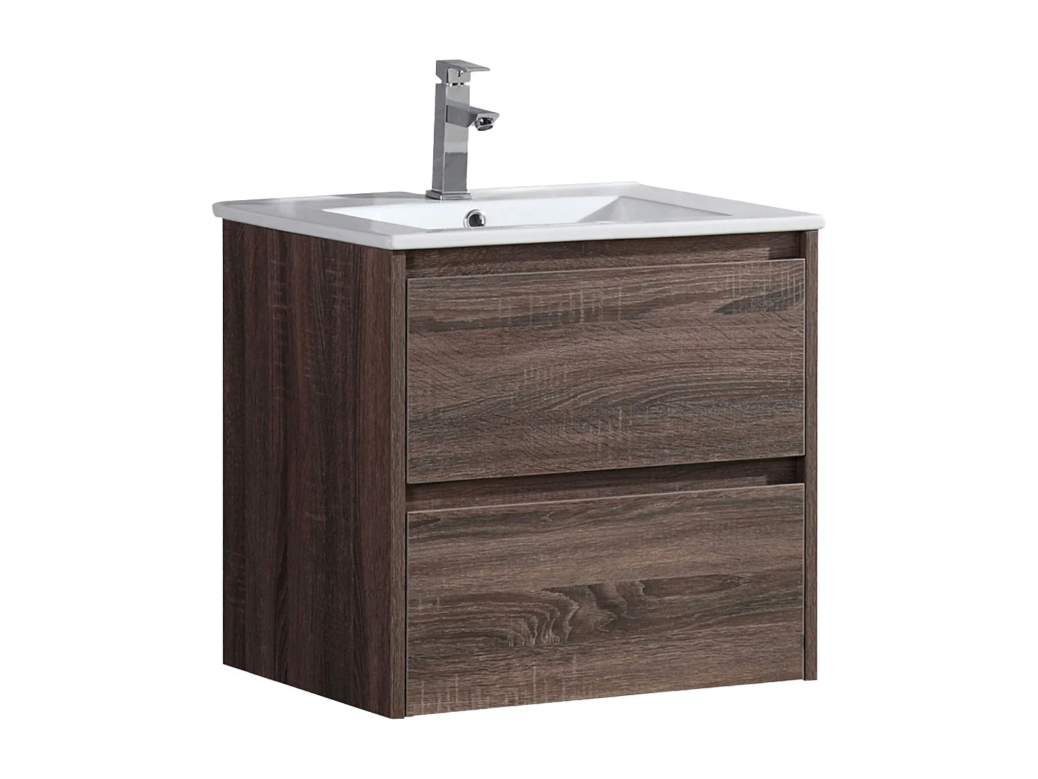Meuble avec vasque 60 cm chêne californien brun Aquadoli