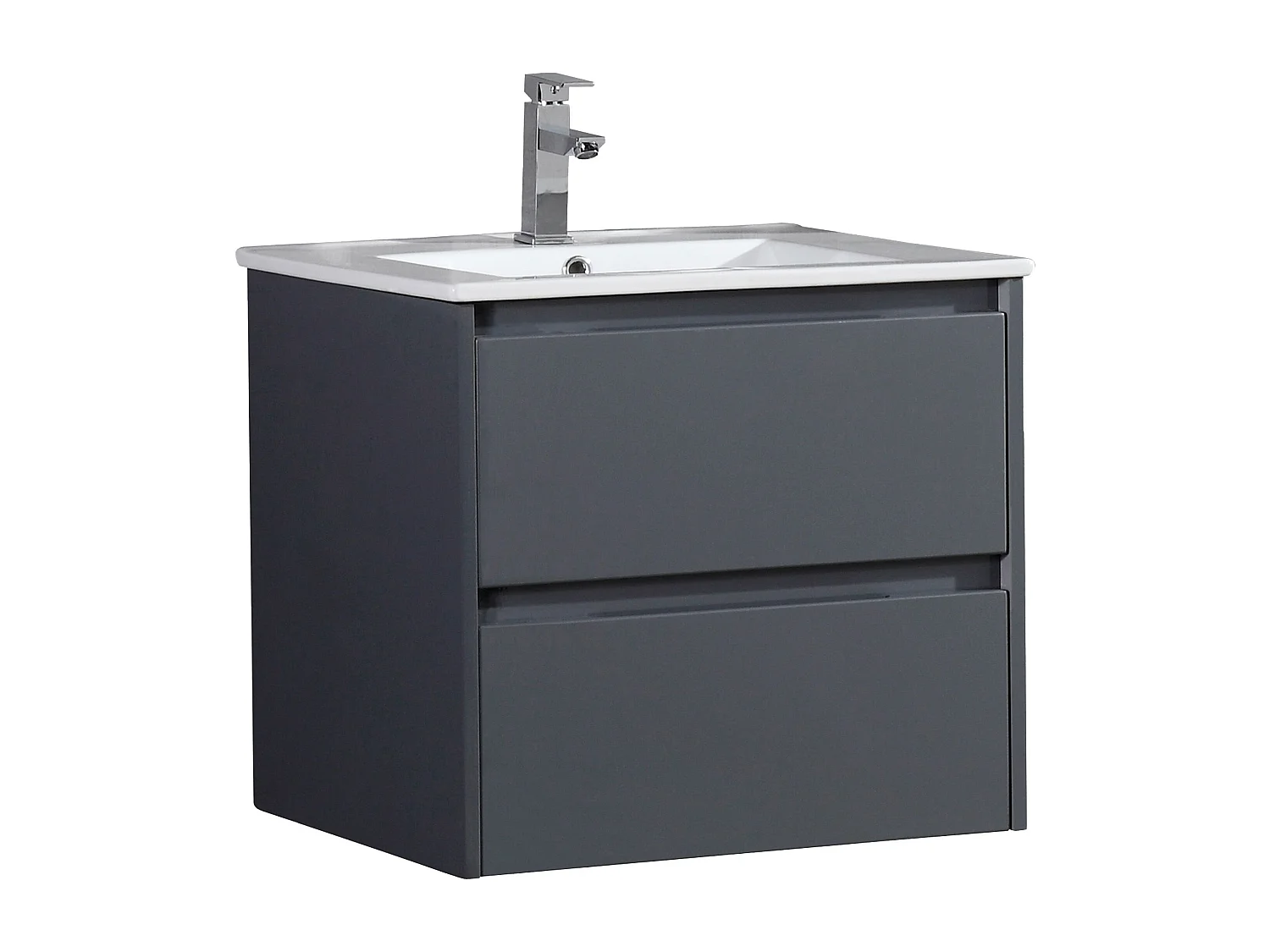 Meuble avec vasque 60 cm gris laqué Aquadoli