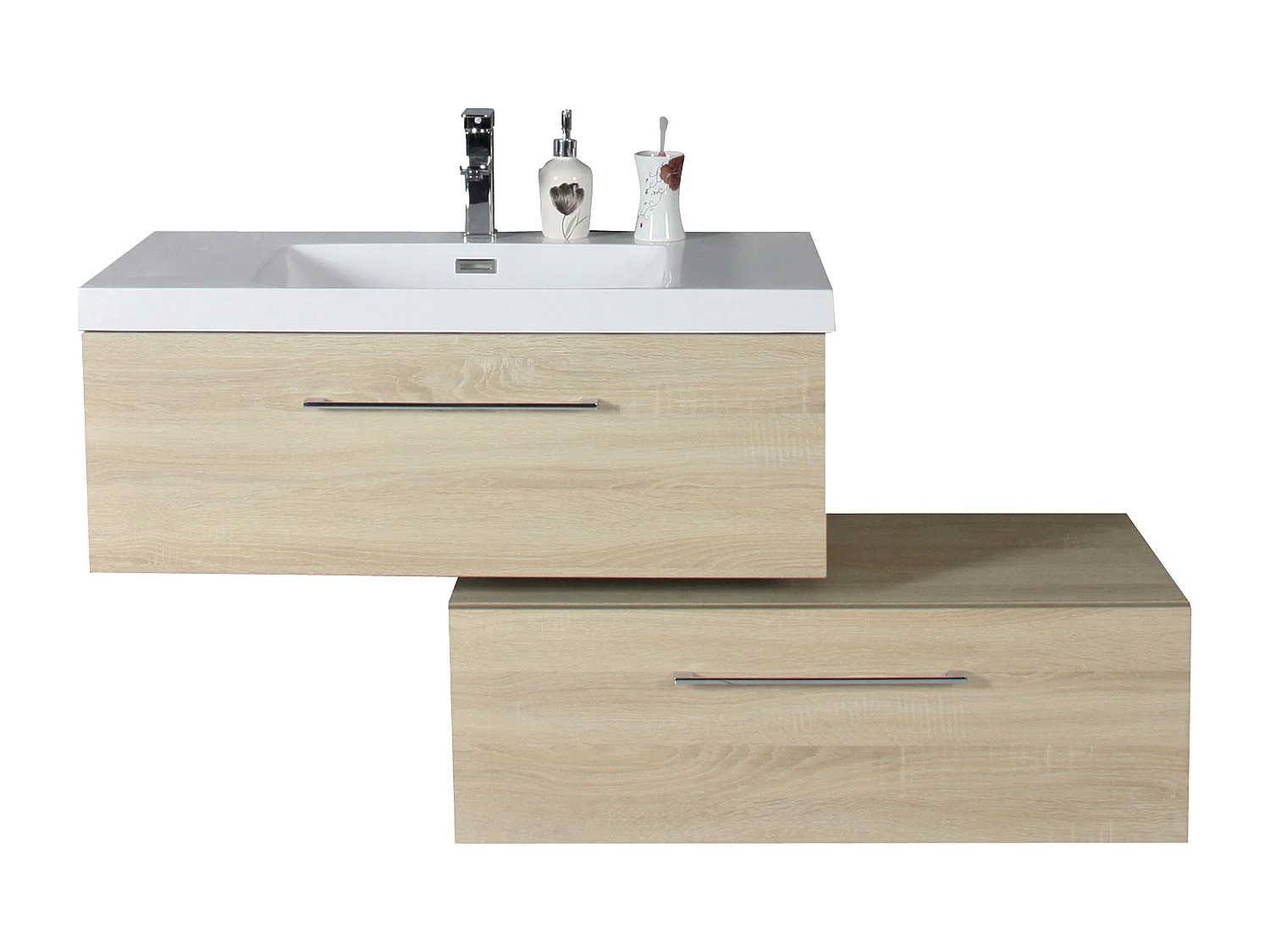 Meuble simple vasque 90 cm chêne californien naturel Aquazur