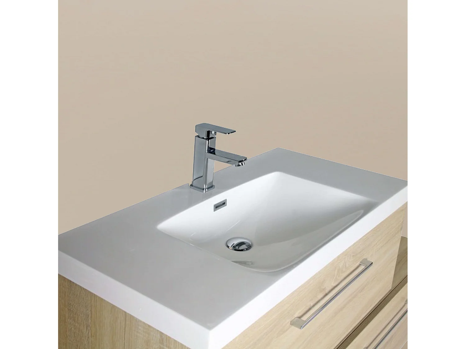 Meuble simple vasque 90 cm chêne californien naturel Aquazur