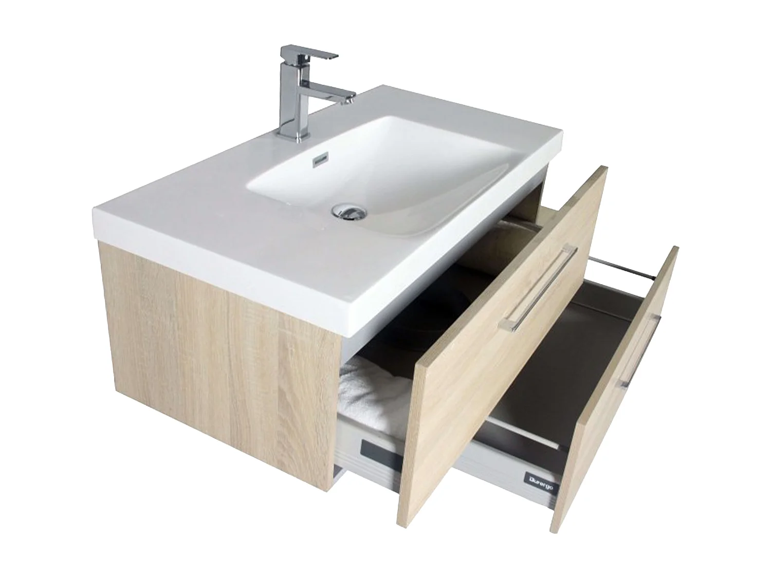 Meuble simple vasque 90 cm chêne californien naturel Aquazur