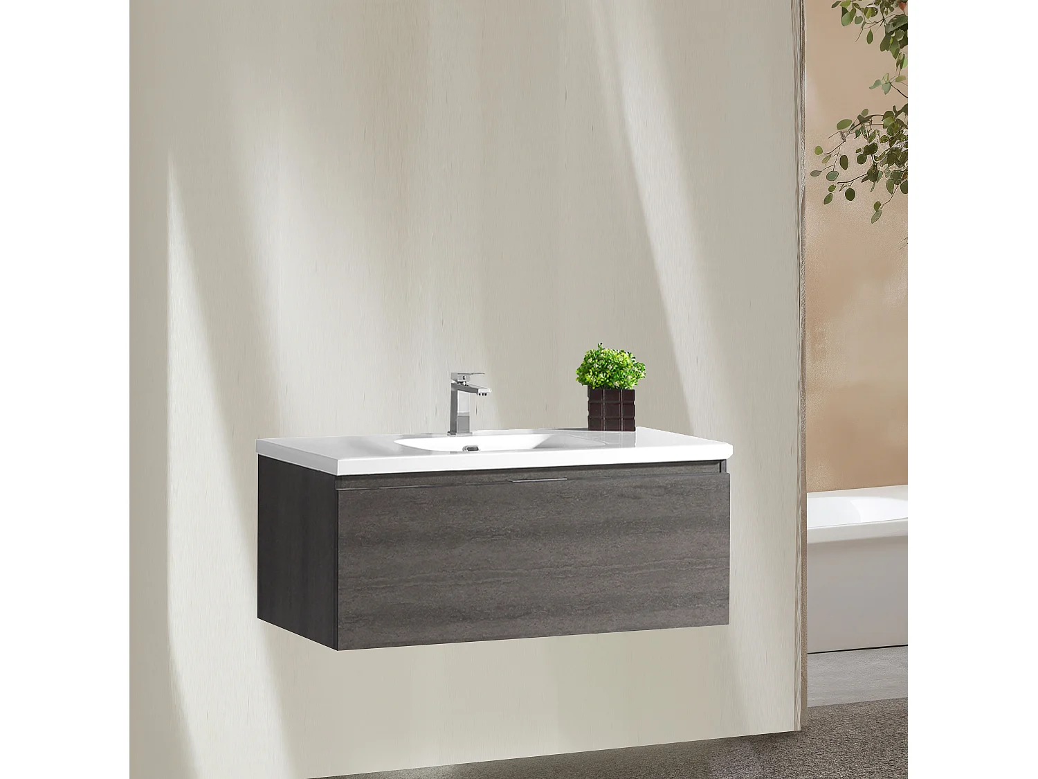 Meuble avec vasque 120 cm gris anthracite Aquaterra