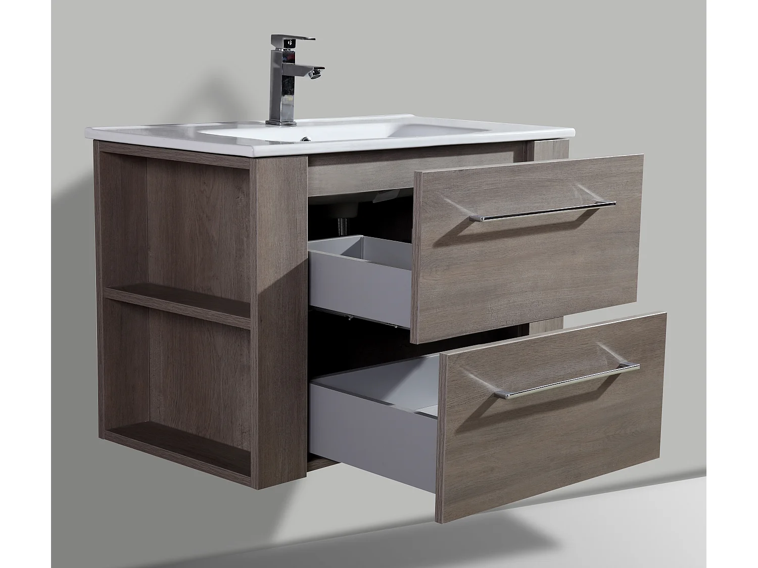 Meuble avec vasque 80 cm chêne brun Aquanoma