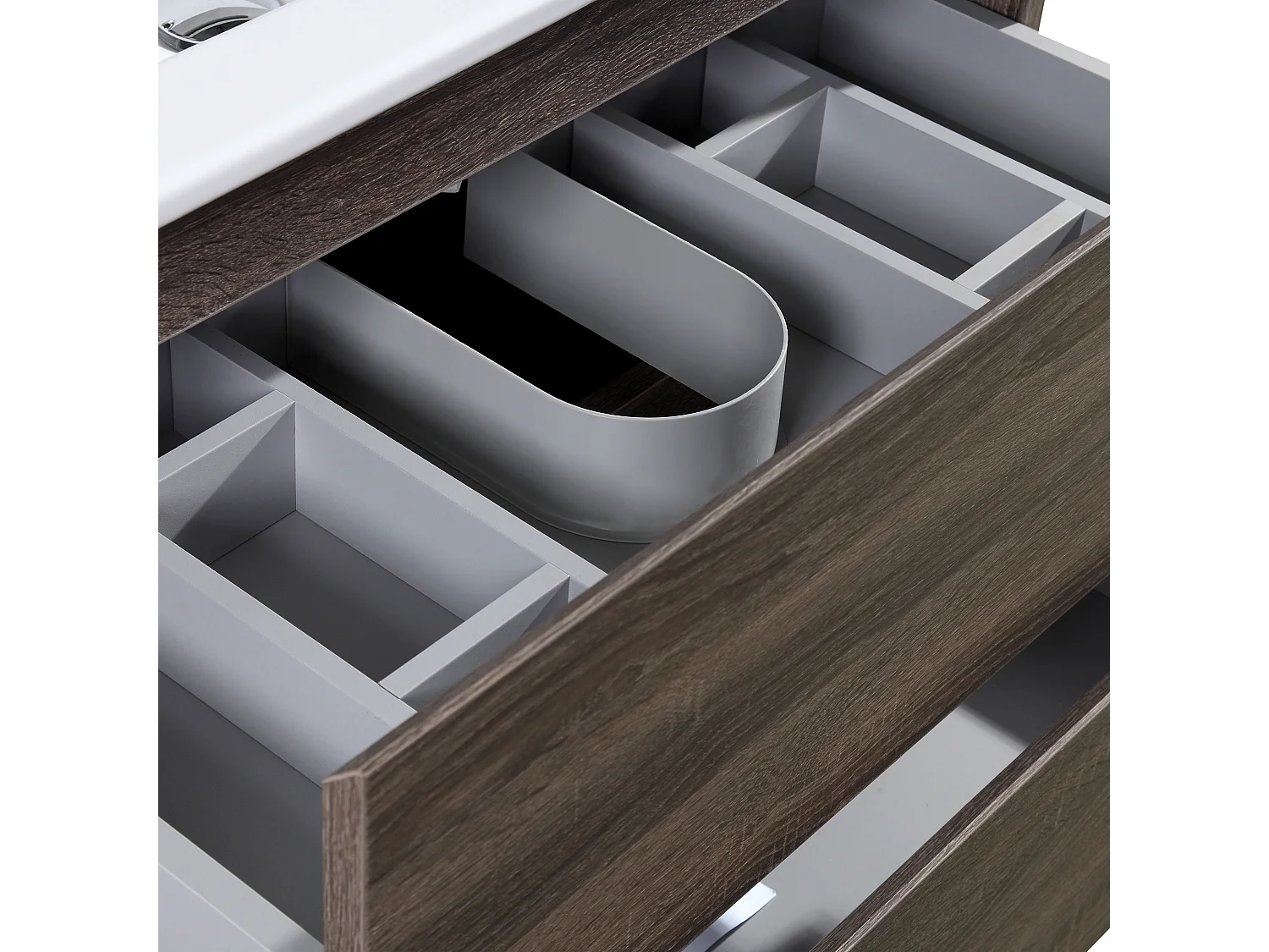 Meuble avec vasque 100 cm chêne californien brun Aquadoli