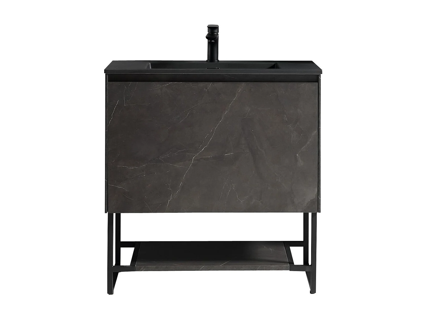 Meuble avec vasque 120 cm noir effet marbre Aquabella