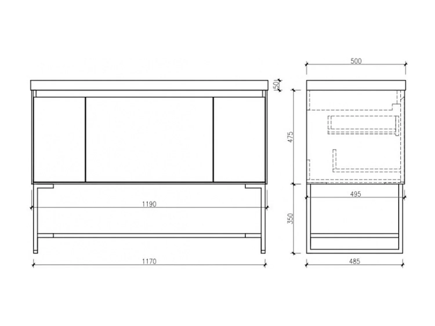Meuble avec vasque 120 cm noir effet marbre Aquabella