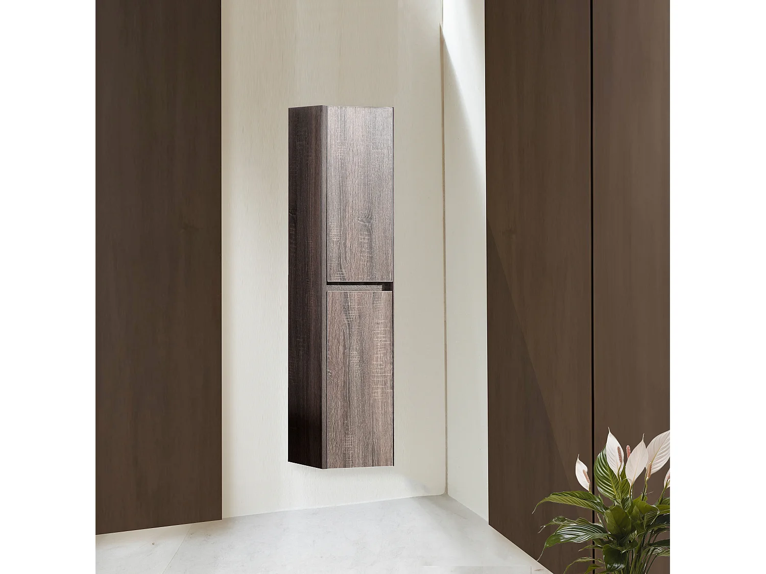 Colonne salle de bain 120 cm chêne californien brun Aquadoli