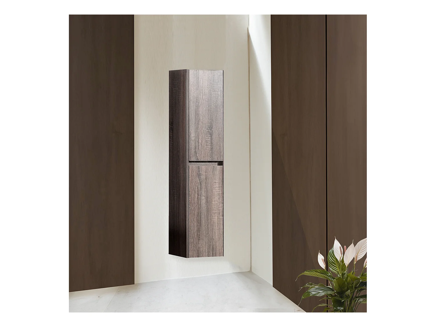 Colonne salle de bain 120 cm chêne californien brun Aquadoli