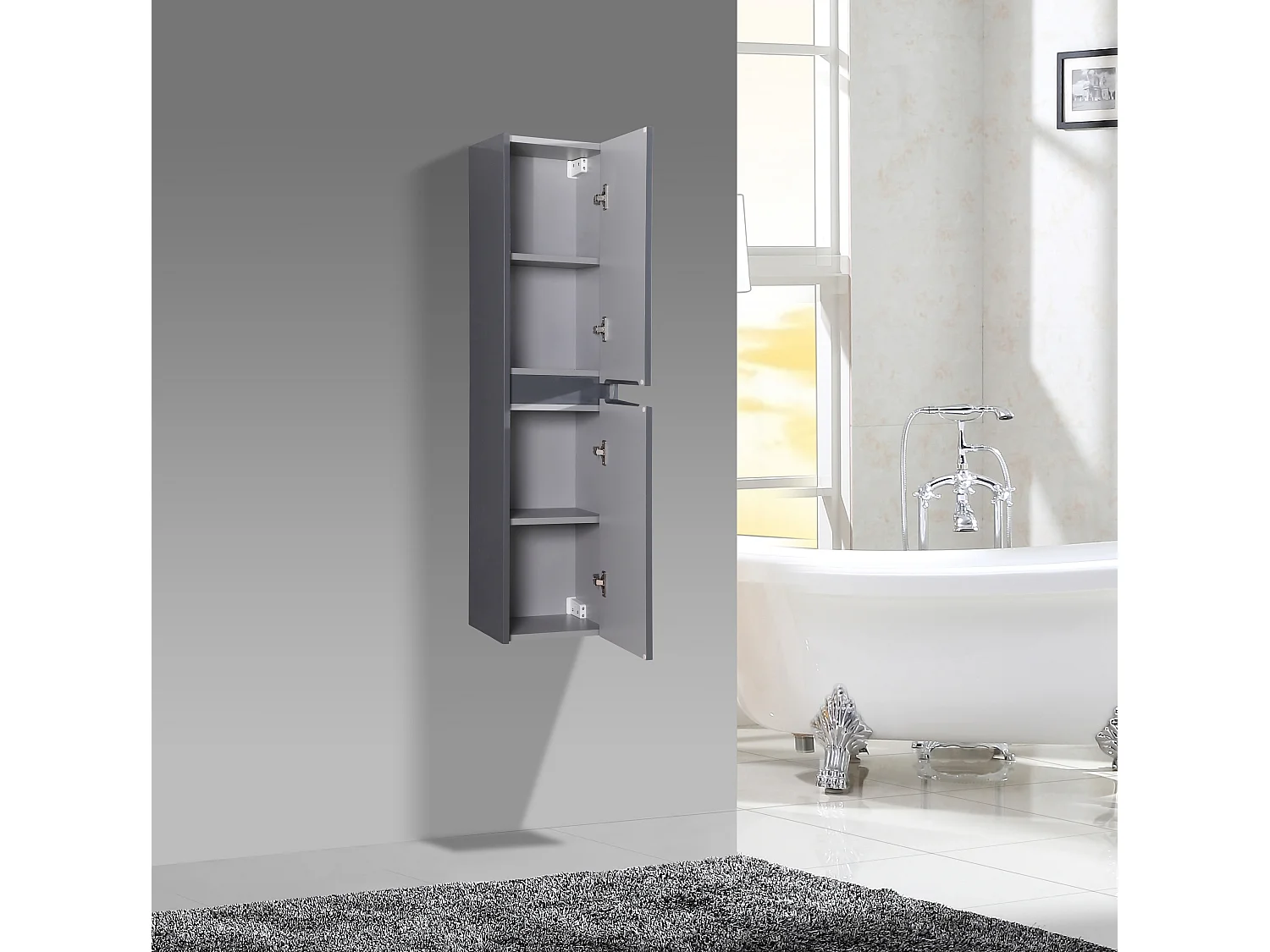 Colonne salle de bain 120 cm gris laqué Aquadoli
