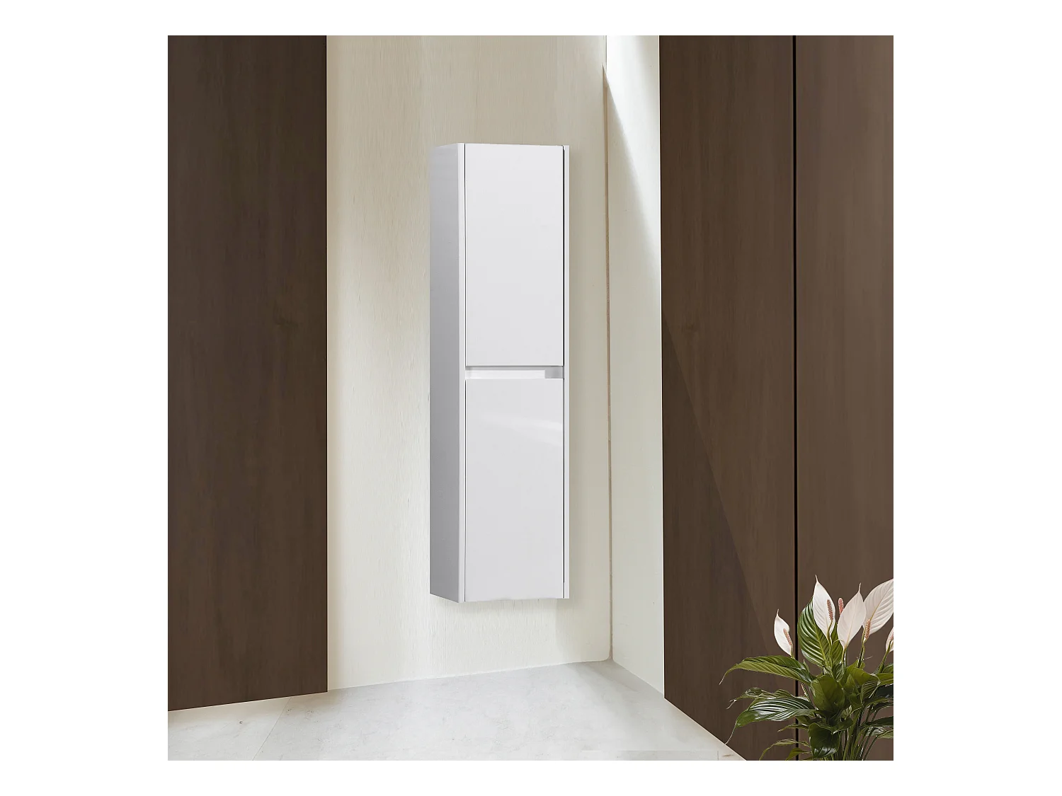 Colonne salle de bain 120 cm blanc laqué Aquadoli
