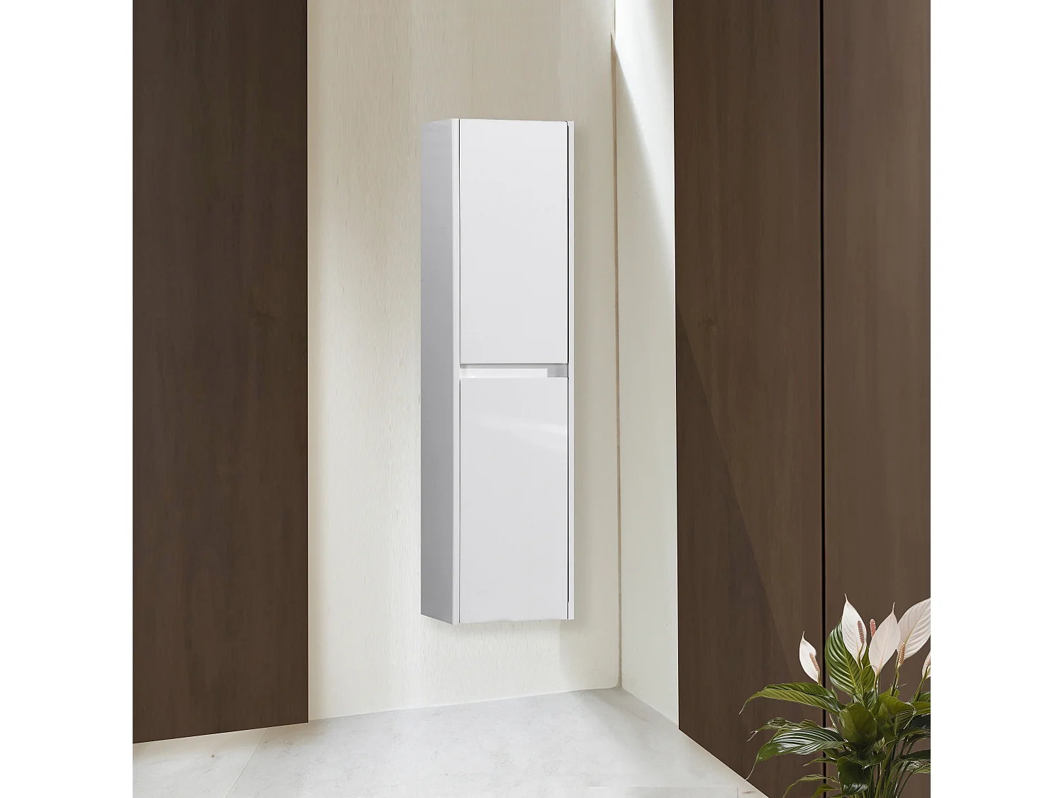 Colonne salle de bain 120 cm blanc laqué Aquadoli