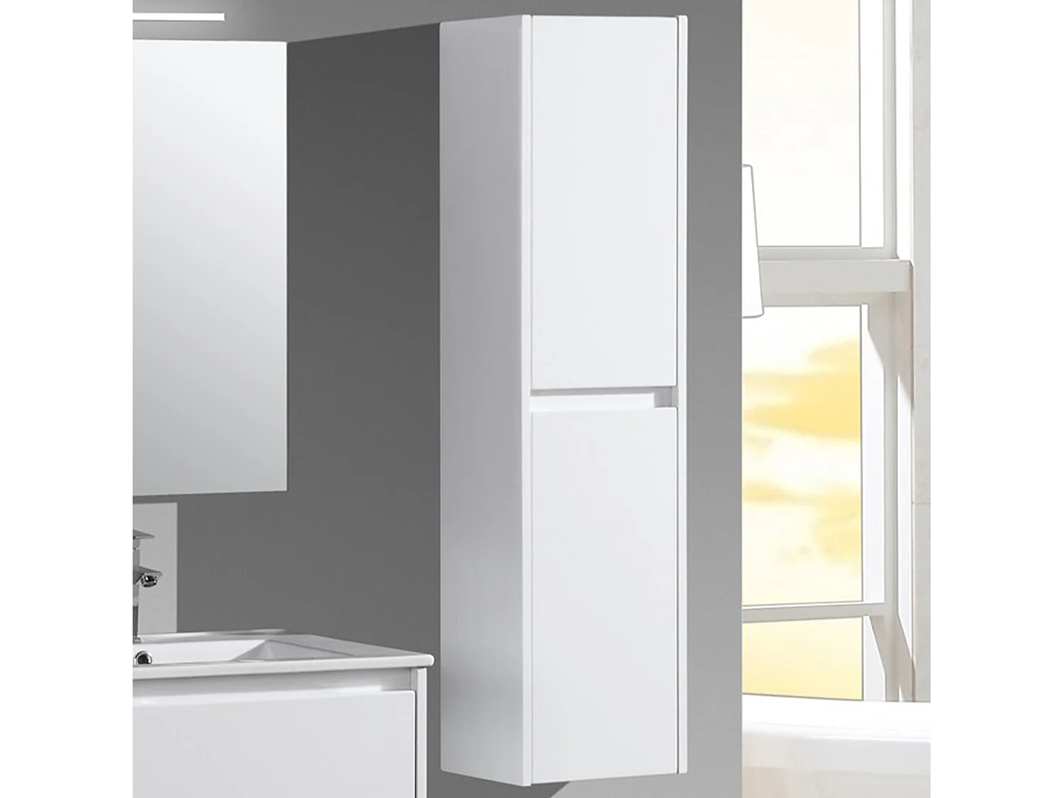 Colonne salle de bain 120 cm blanc laqué Aquadoli