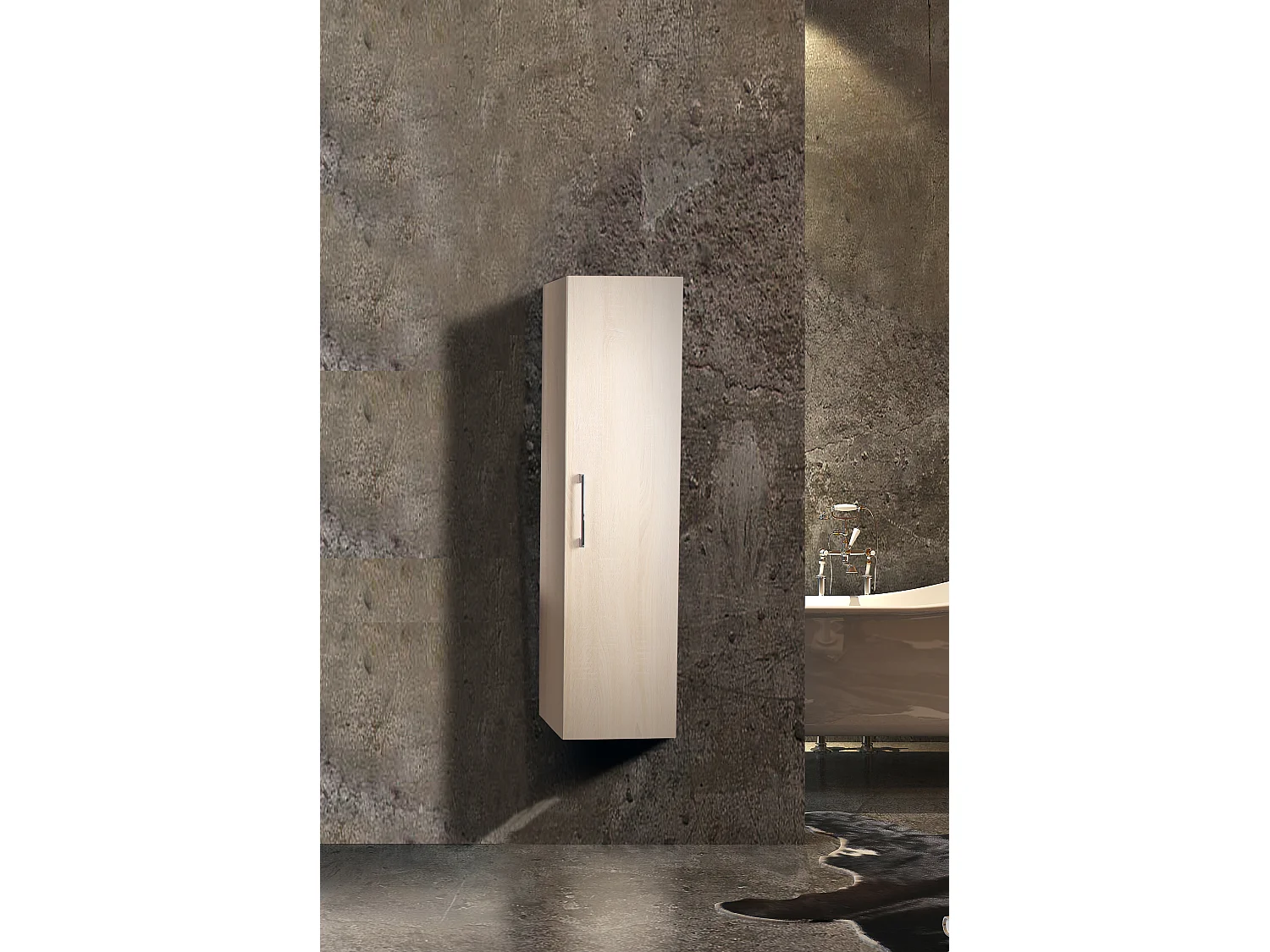 Colonne de salle de bain 120 cm chêne californien naturel Aquazur