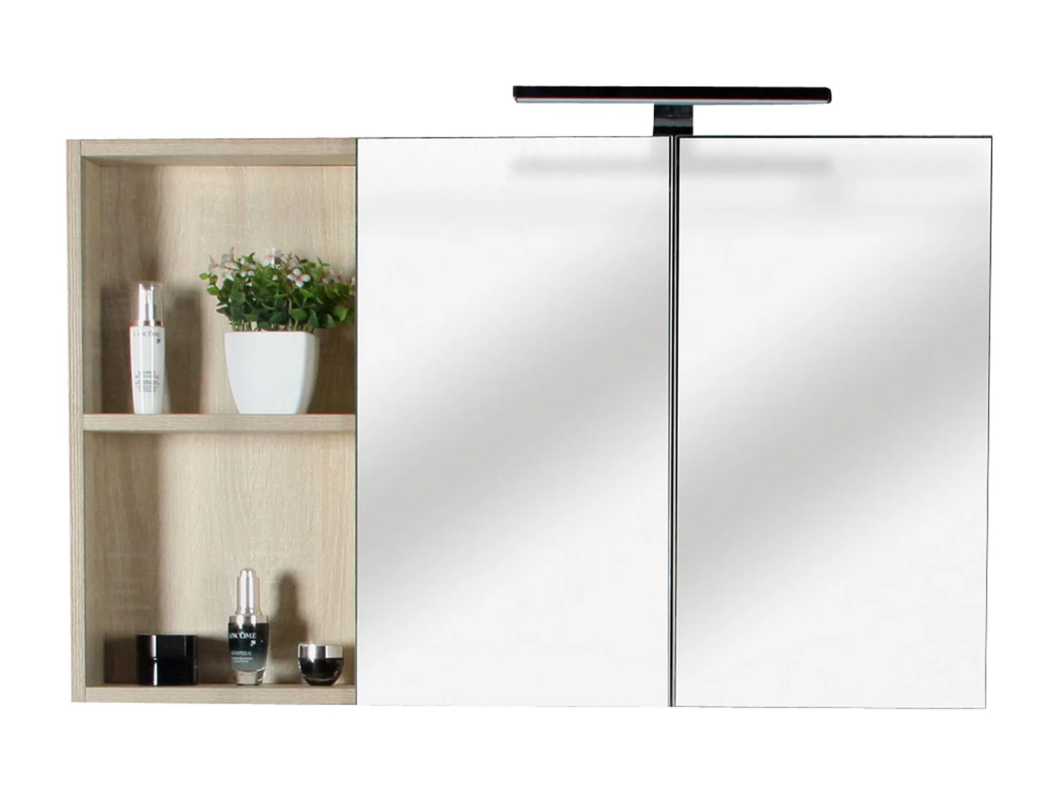 Armoire de toilette avec miroir 90 cm chêne californien naturel Aquazur