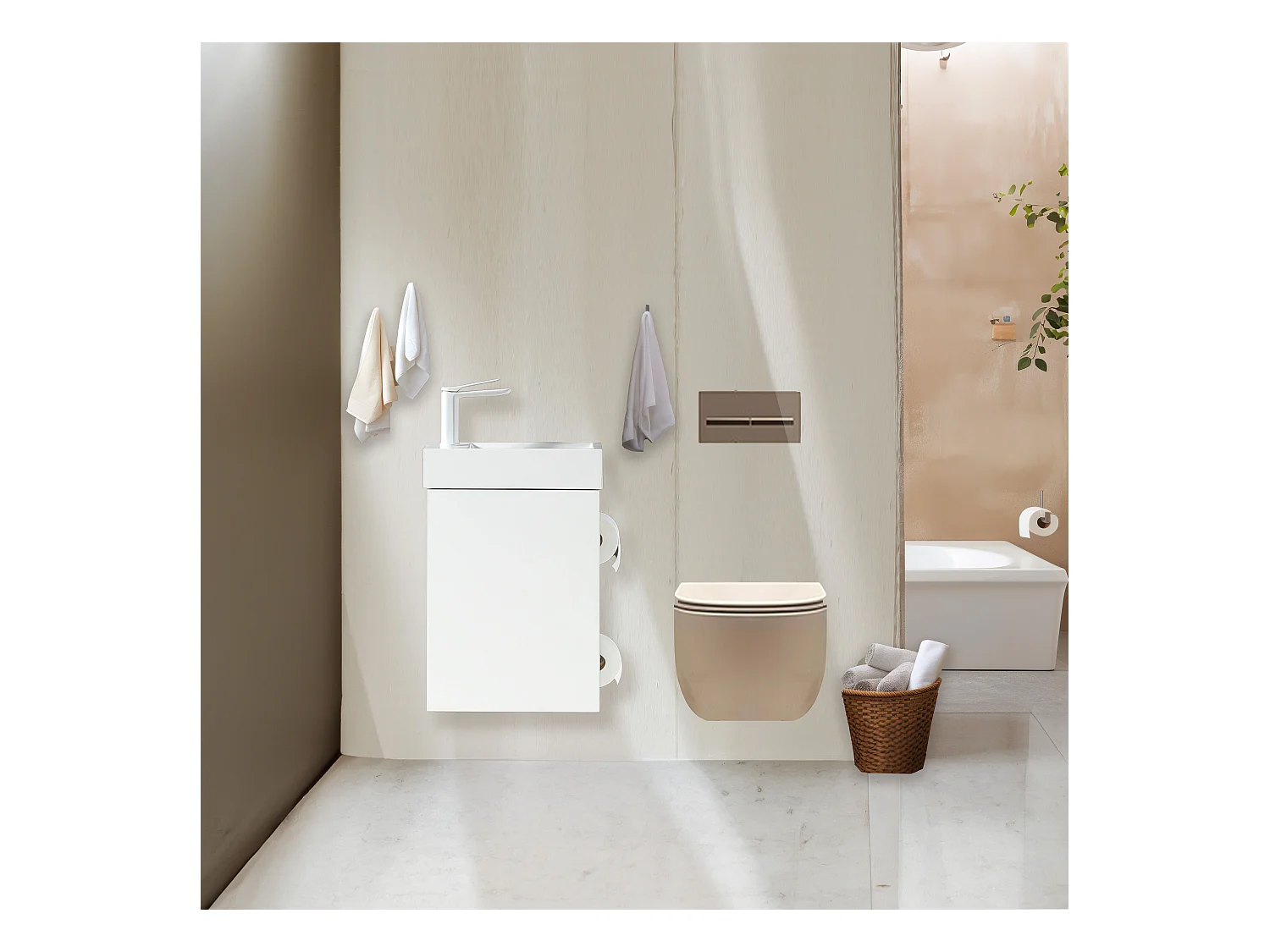 Lave main blanc laqué 40 cm Aquaba