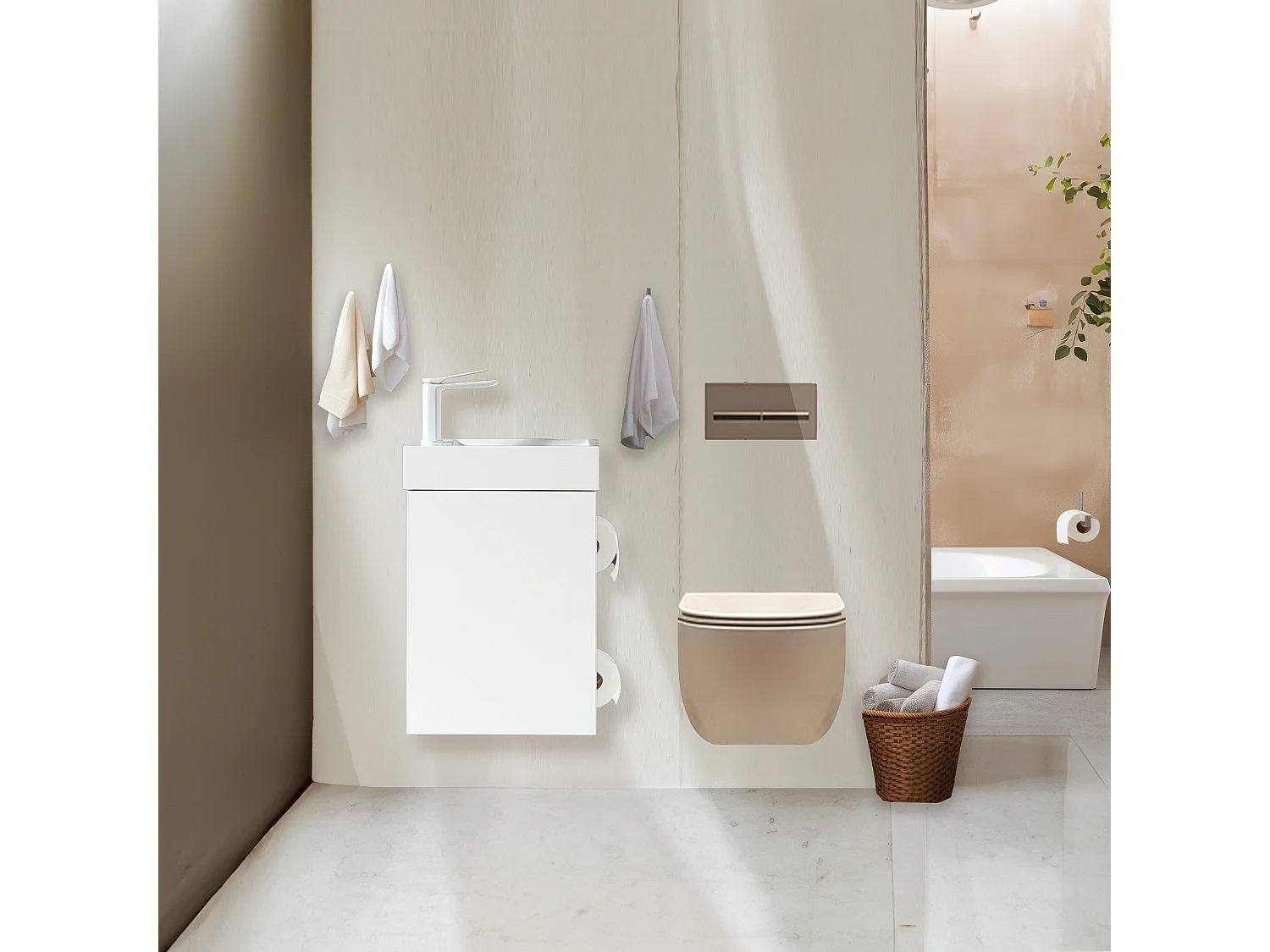 Lave main blanc laqué 40 cm Aquaba