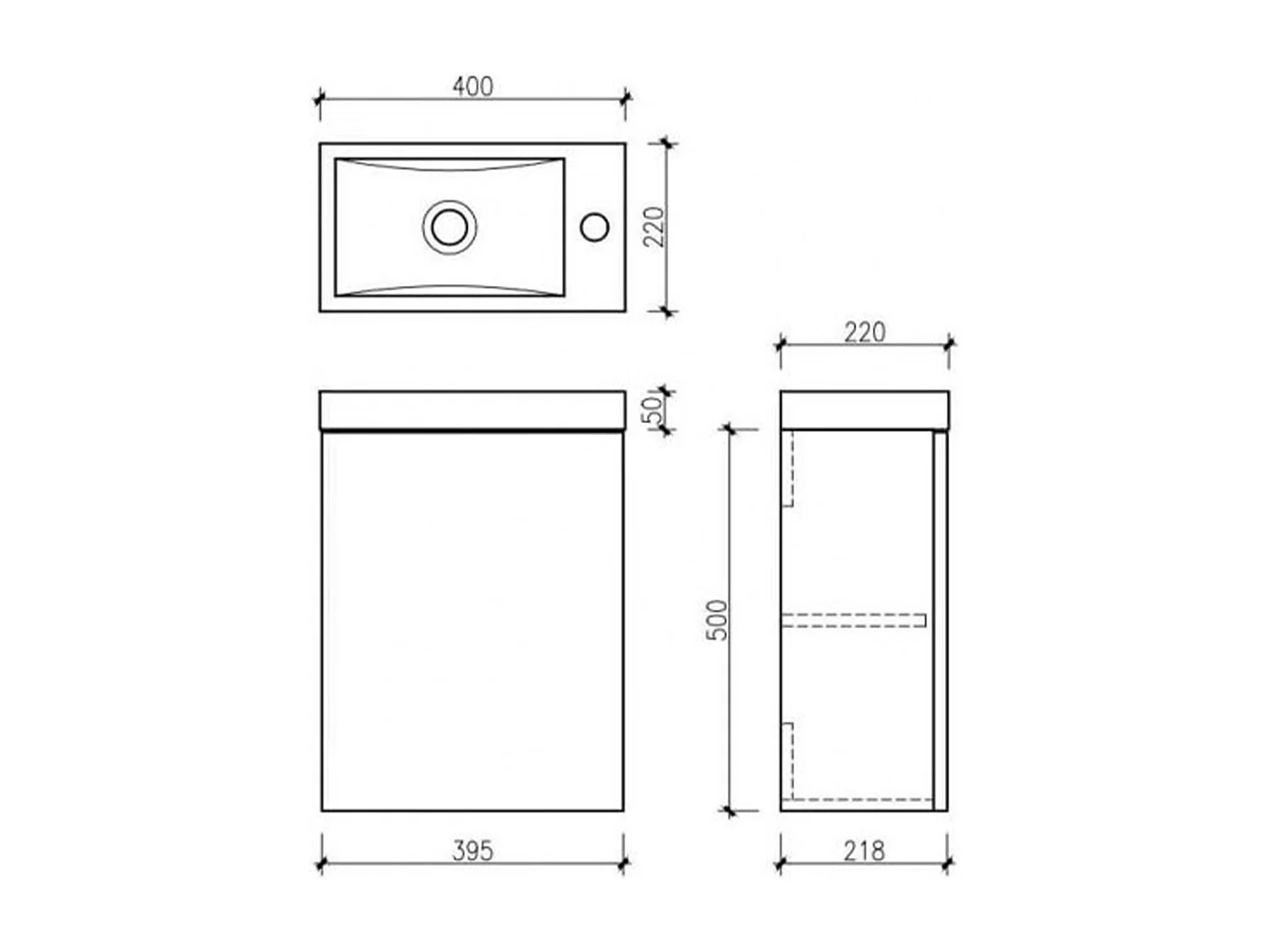 Meuble lave main vasque 40 cm gris laque Aquapixo