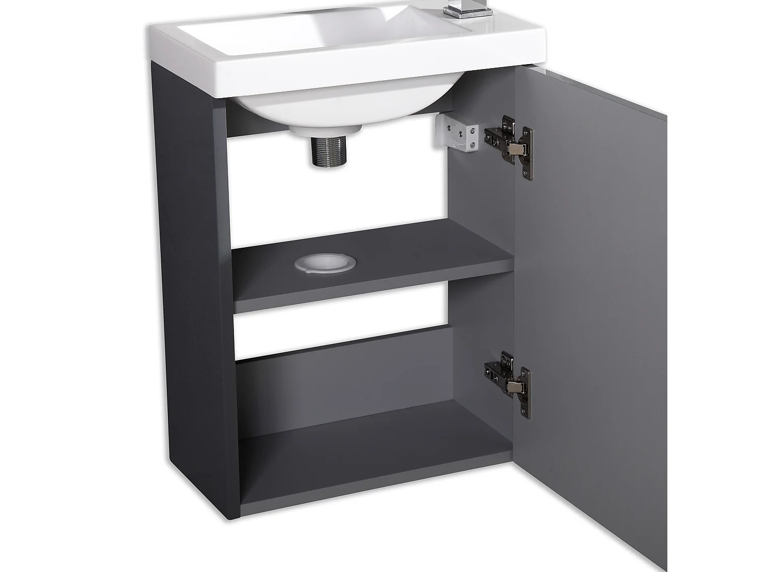 Meuble lave main vasque 40 cm gris laque Aquapixo