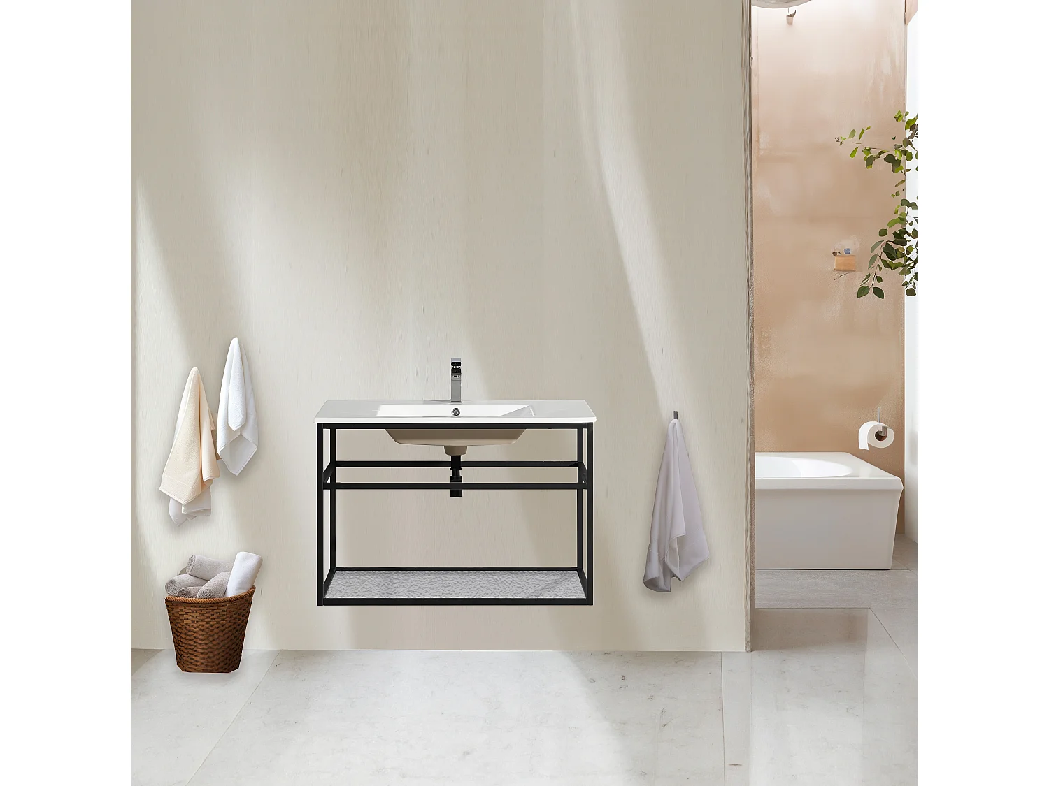 Lave main 90 cm métal noir Aquafredo