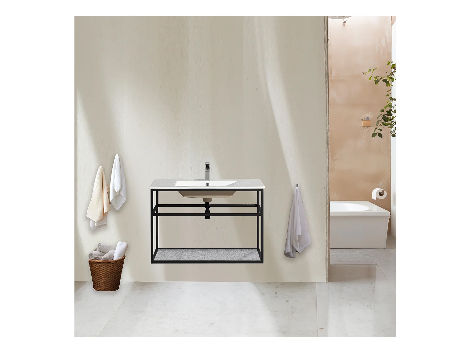 Lave main 90 cm métal noir Aquafredo