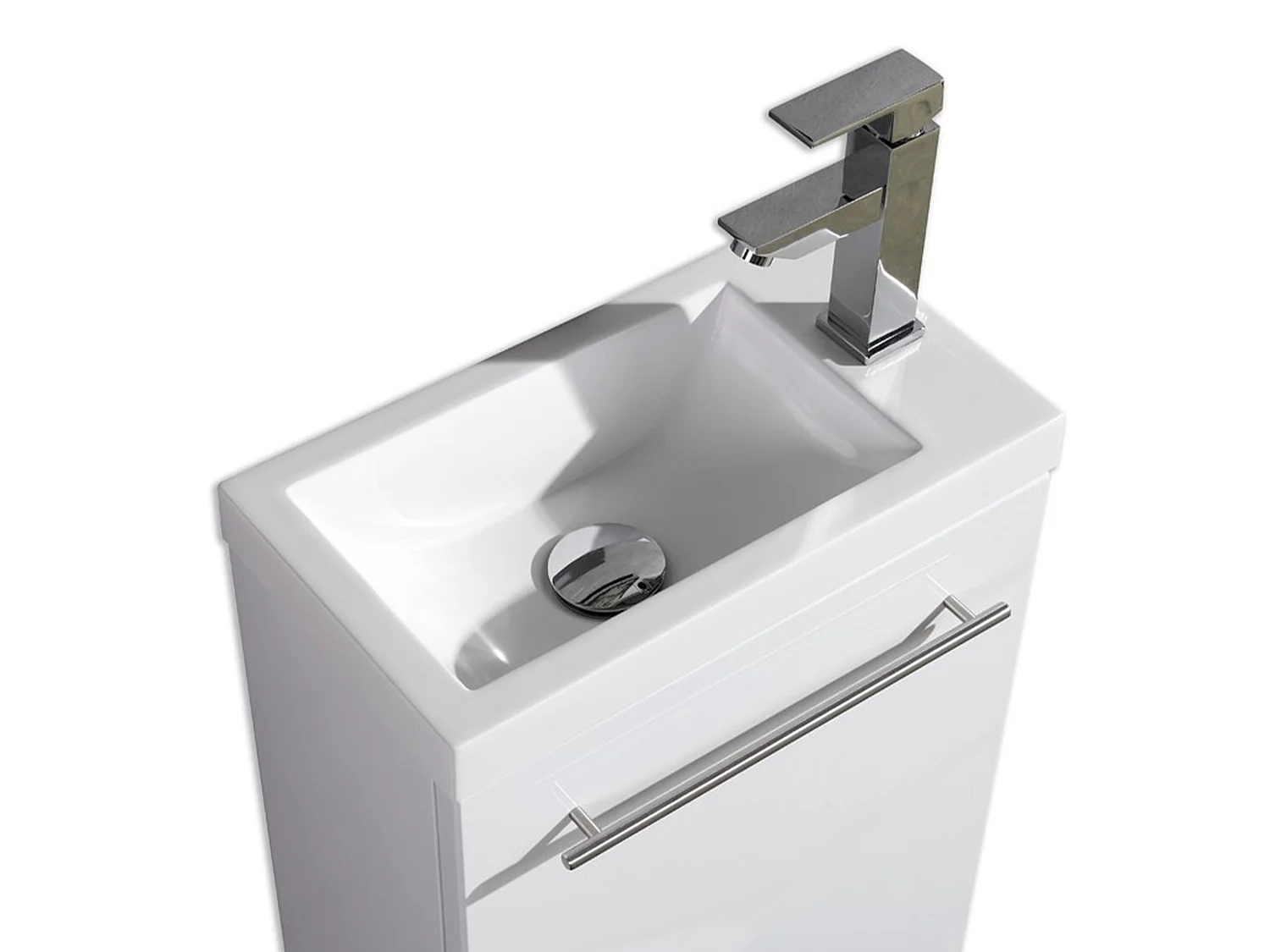 Meuble lave main vasque 40 cm blanc laqué Aquapixo