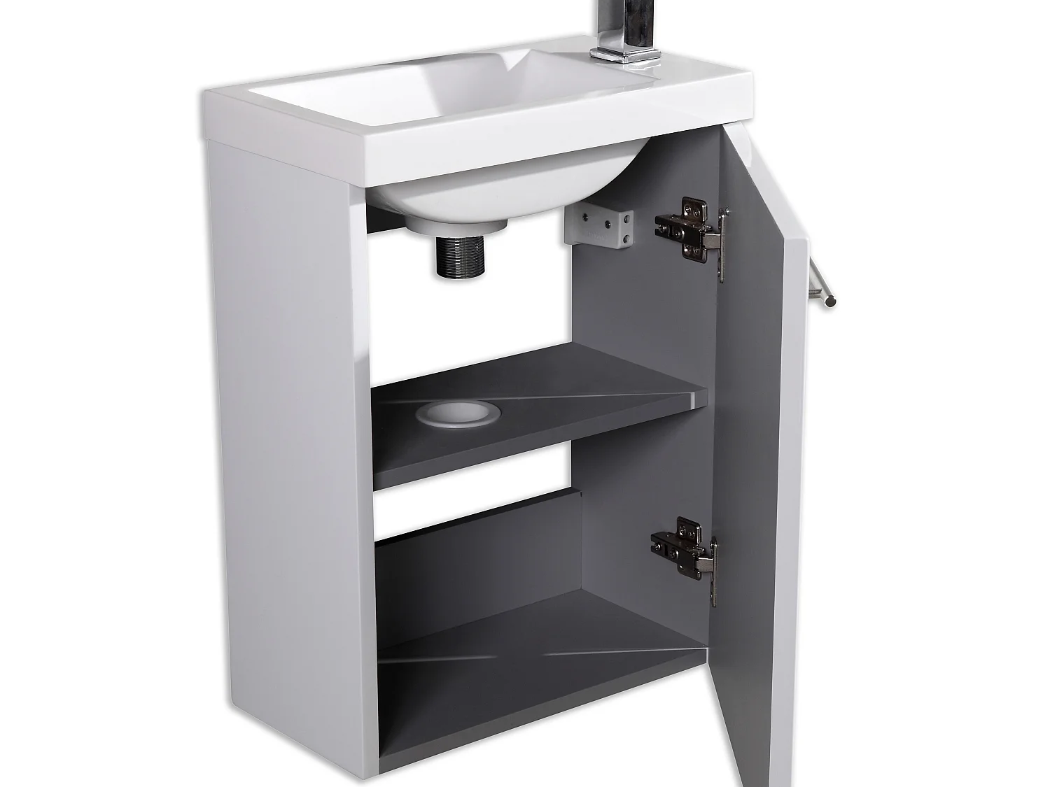 Meuble lave main vasque 40 cm blanc laqué Aquapixo