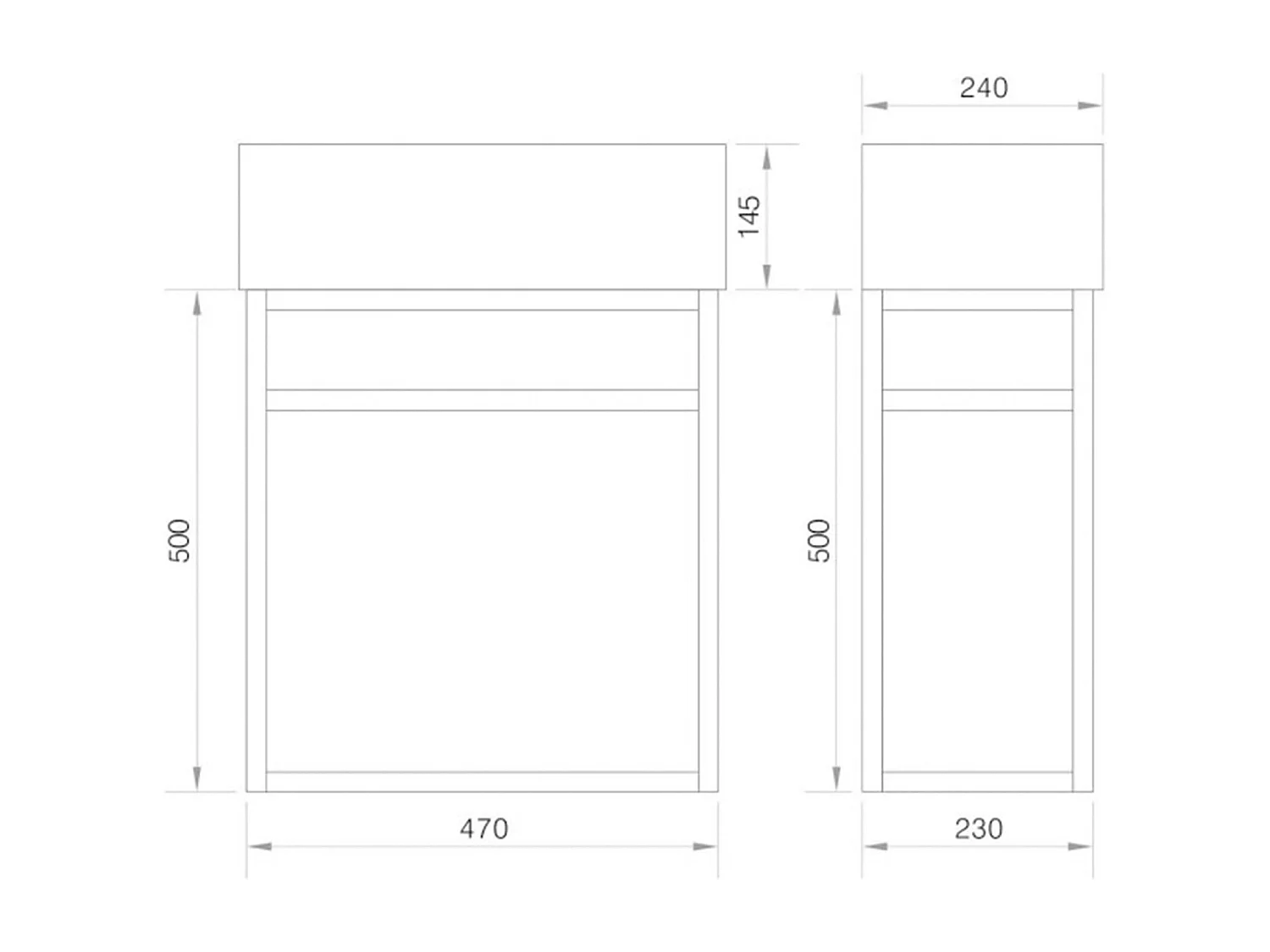 Lave main 50 cm métal noir Aquafredo