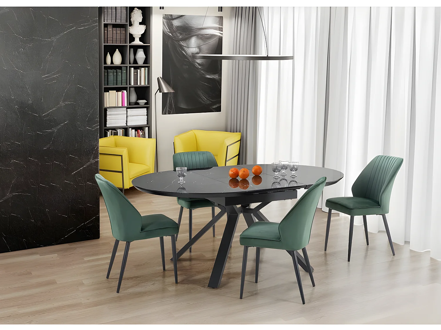 Table à manger extensible en verre 130-180 x 130 x 76 cm -