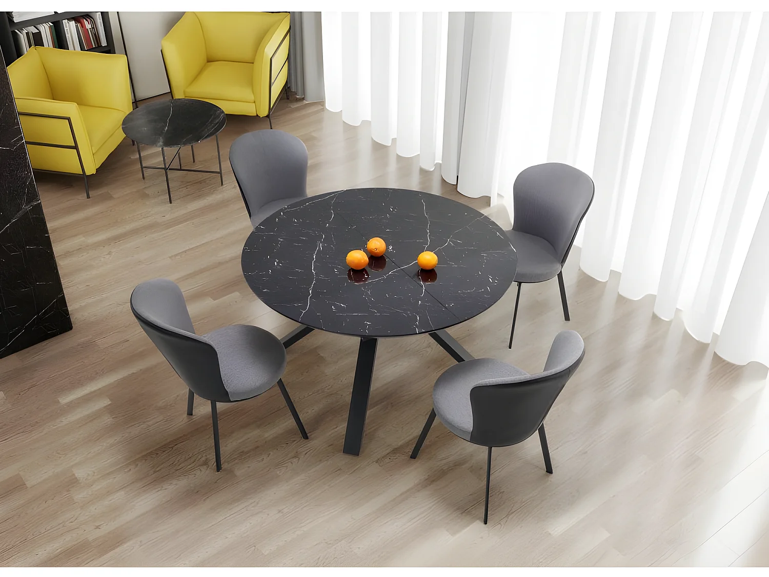 Table à manger extensible en verre 130-180 x 130 x 76 cm -