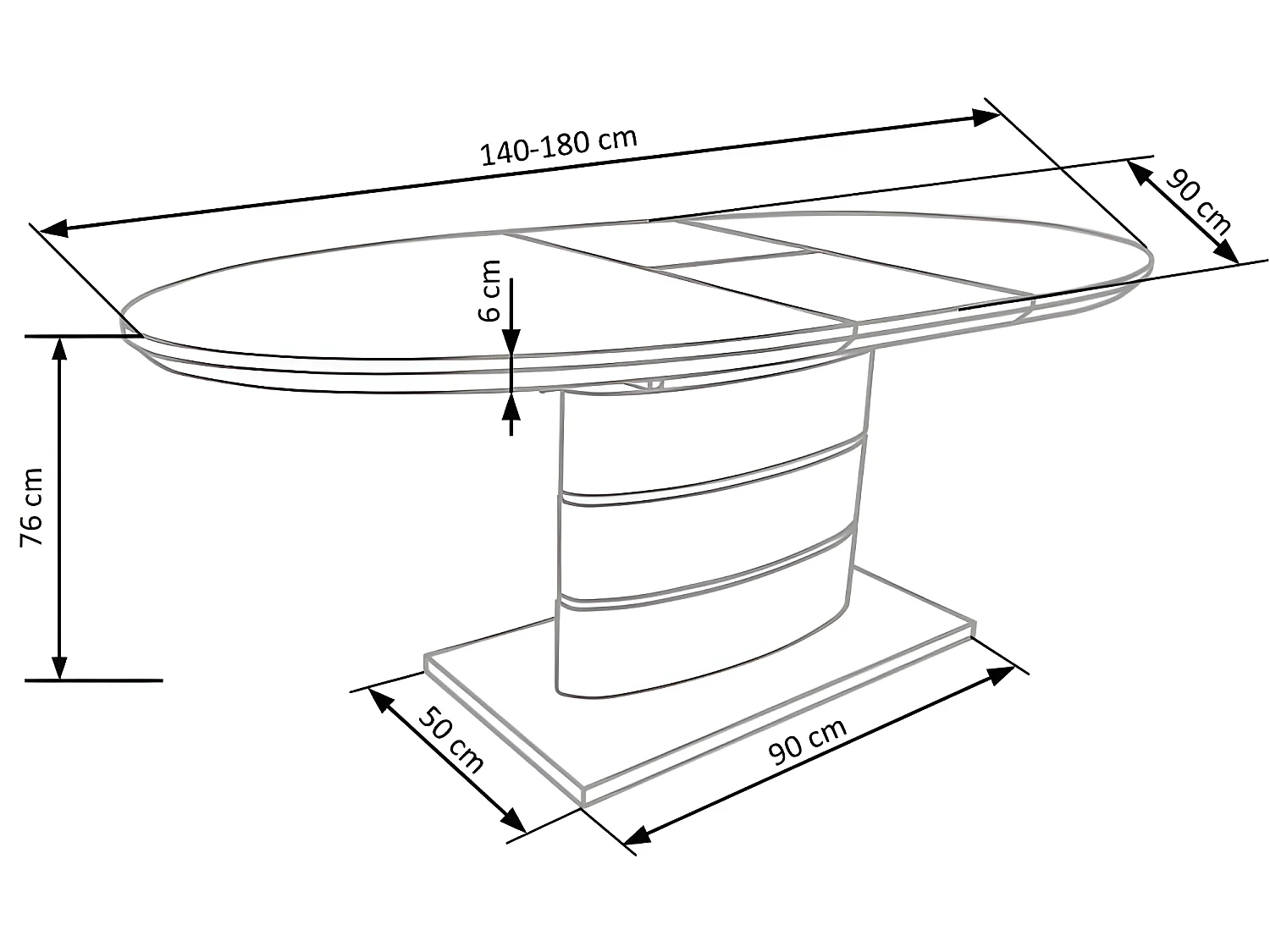 Table à manger extensible 140-180 x 90 x 76 cm - Blanc