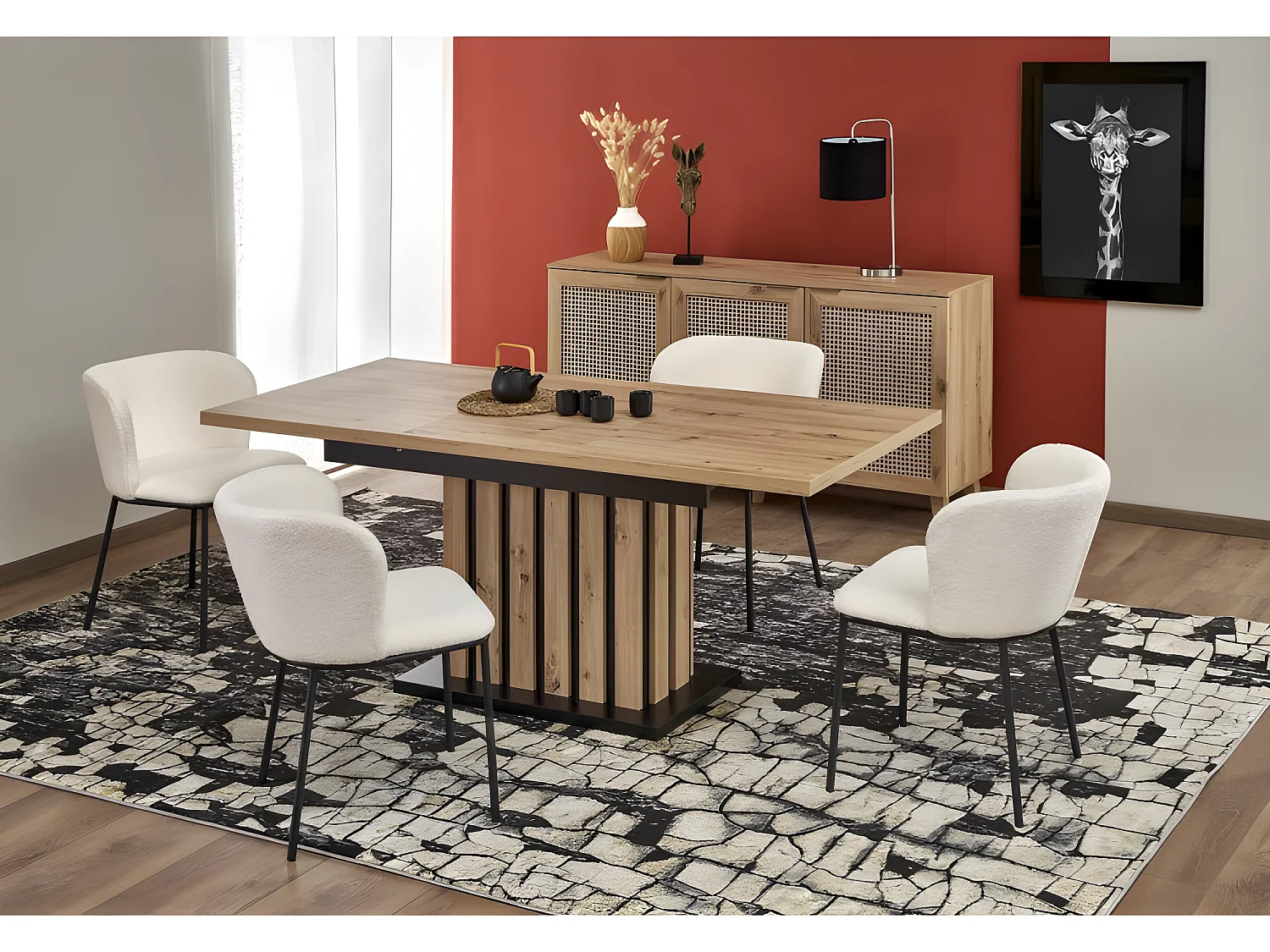 Table à manger extensible 130-180 x 80 x 76 cm - Chêne artisan