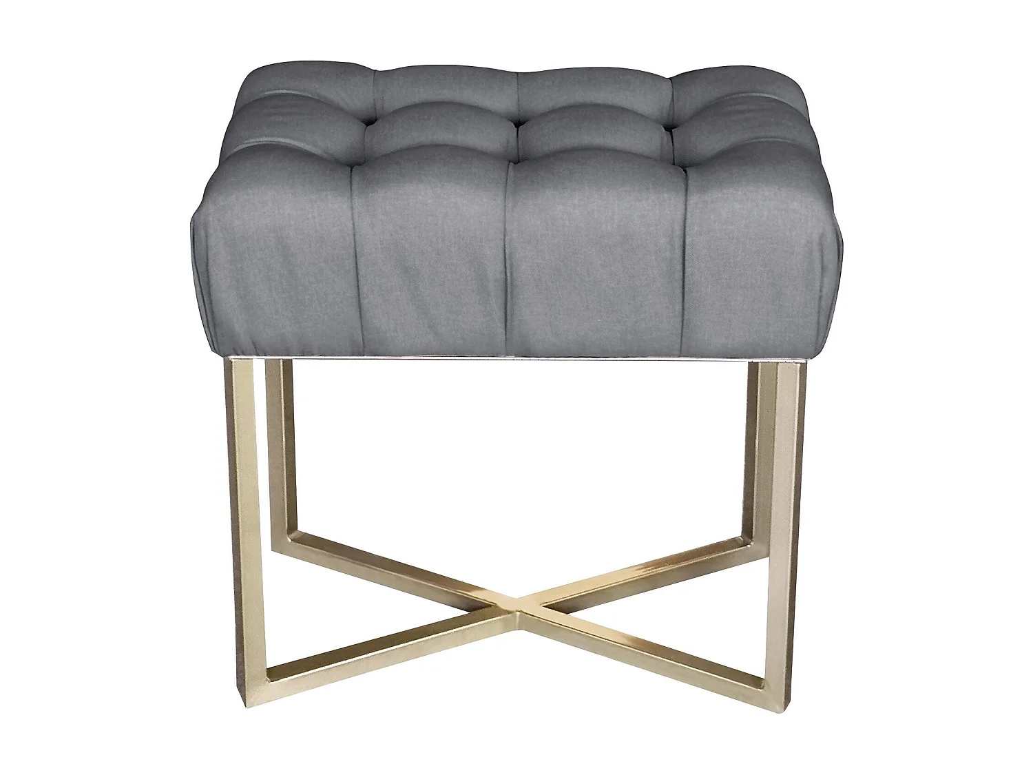 Tabouret Pouf en Tissu "Auvea" 50cm Gris Foncé