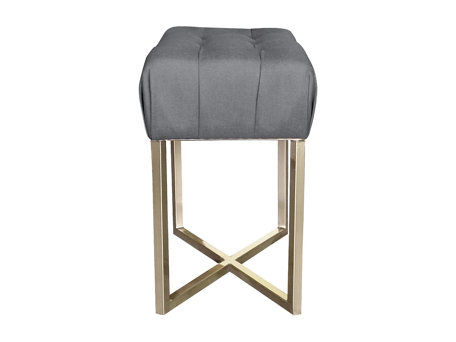 Tabouret Pouf en Tissu "Auvea" 50cm Gris Foncé