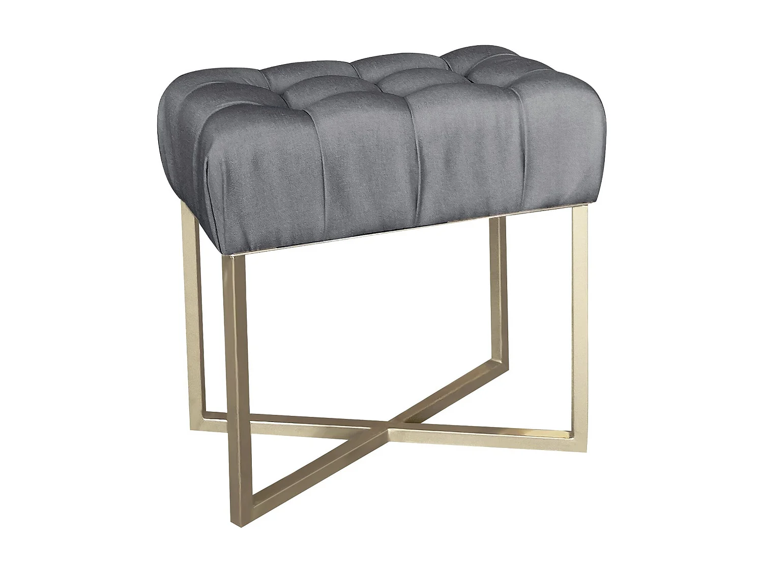 Tabouret Pouf en Tissu "Auvea" 50cm Gris Foncé