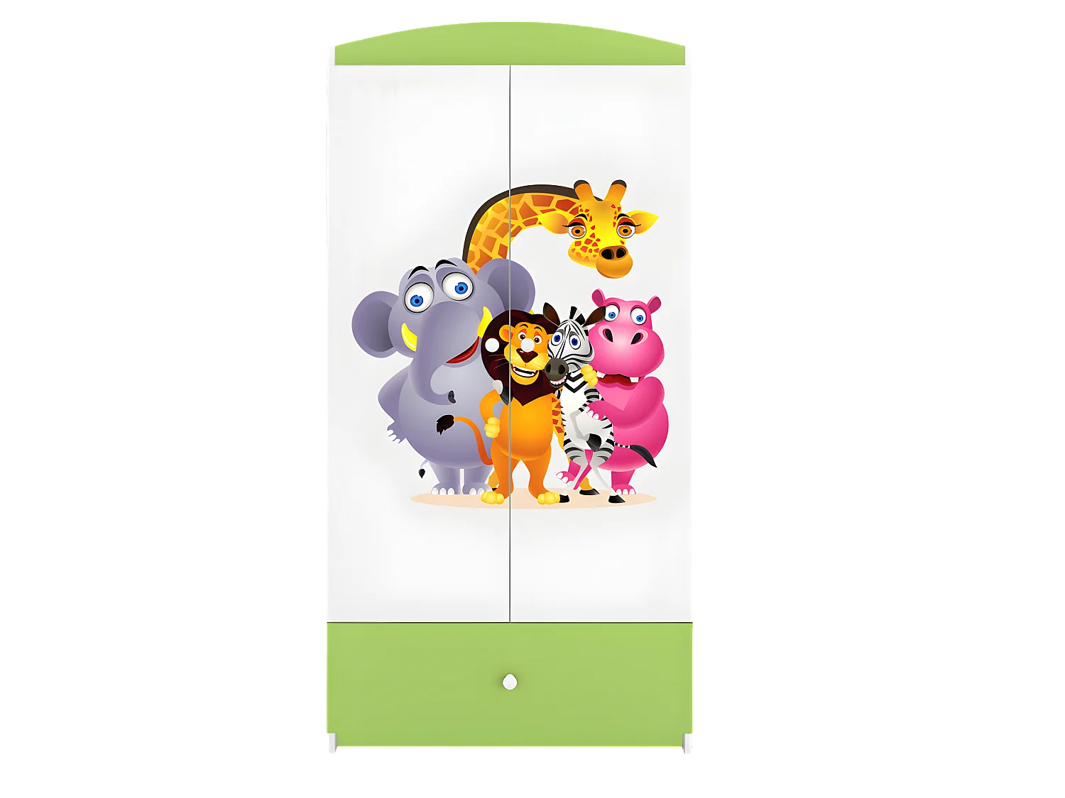 Armoire enfant zoo 2 portes 1 tiroir de rangement - Vert